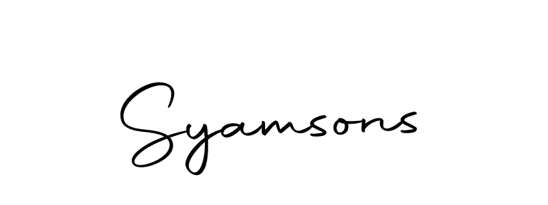 Use a signature maker to create a handwritten signature online. With this signature software, you can design (Autography-DOLnW) your own signature for name Syamsons. Syamsons signature style 10 images and pictures png