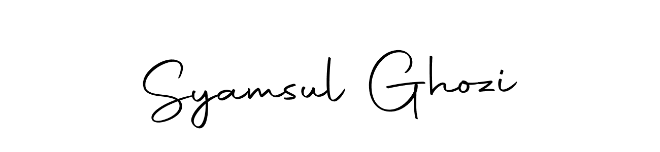 Create a beautiful signature design for name Syamsul Ghozi. With this signature (Autography-DOLnW) fonts, you can make a handwritten signature for free. Syamsul Ghozi signature style 10 images and pictures png