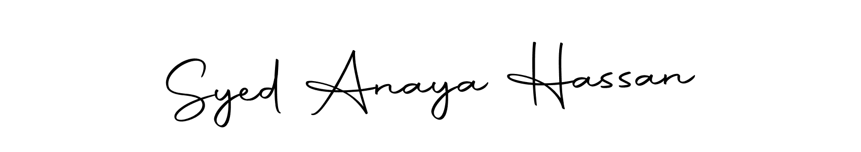 How to make Syed Anaya Hassan name signature. Use Autography-DOLnW style for creating short signs online. This is the latest handwritten sign. Syed Anaya Hassan signature style 10 images and pictures png