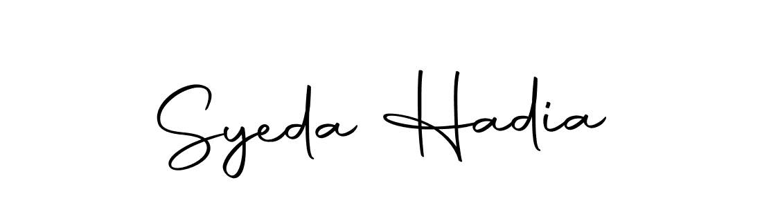 Use a signature maker to create a handwritten signature online. With this signature software, you can design (Autography-DOLnW) your own signature for name Syeda Hadia. Syeda Hadia signature style 10 images and pictures png