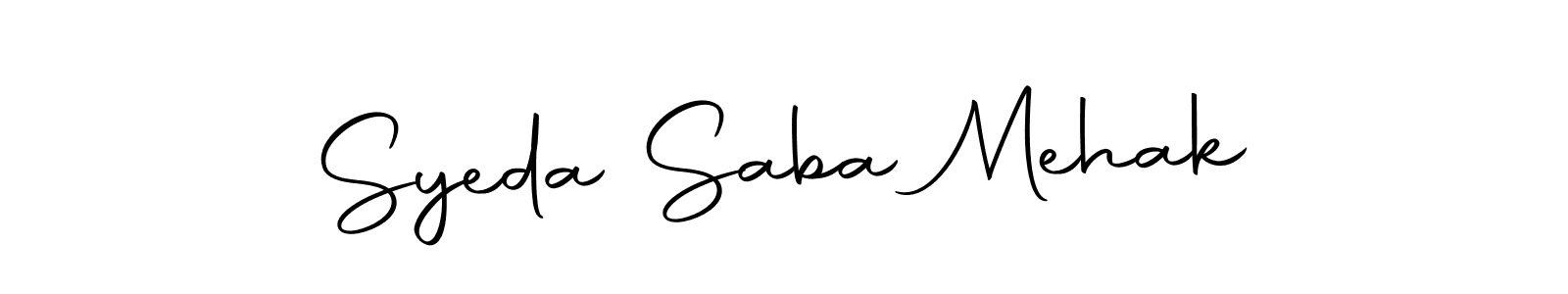 How to make Syeda Saba Mehak name signature. Use Autography-DOLnW style for creating short signs online. This is the latest handwritten sign. Syeda Saba Mehak signature style 10 images and pictures png