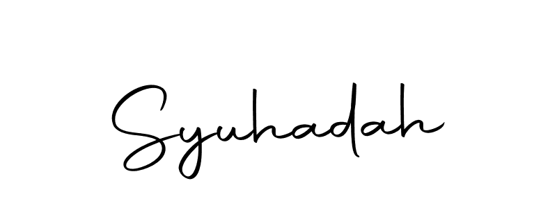 How to make Syuhadah name signature. Use Autography-DOLnW style for creating short signs online. This is the latest handwritten sign. Syuhadah signature style 10 images and pictures png