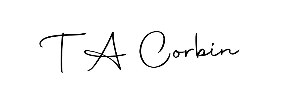 How to make T A Corbin name signature. Use Autography-DOLnW style for creating short signs online. This is the latest handwritten sign. T A Corbin signature style 10 images and pictures png