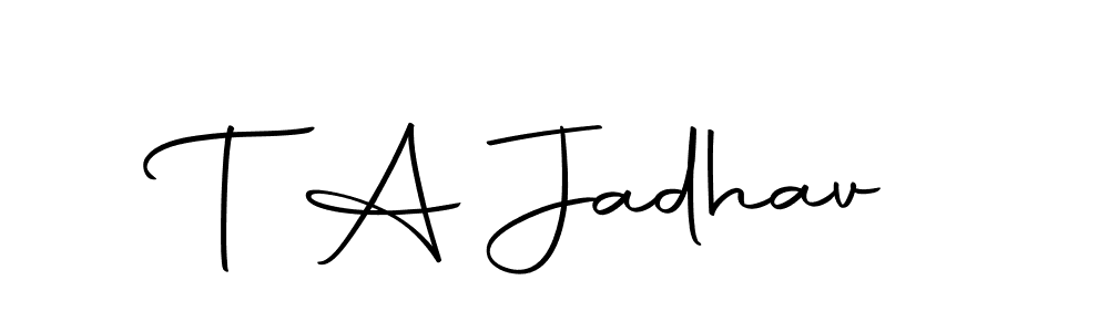 You should practise on your own different ways (Autography-DOLnW) to write your name (T A Jadhav) in signature. don't let someone else do it for you. T A Jadhav signature style 10 images and pictures png