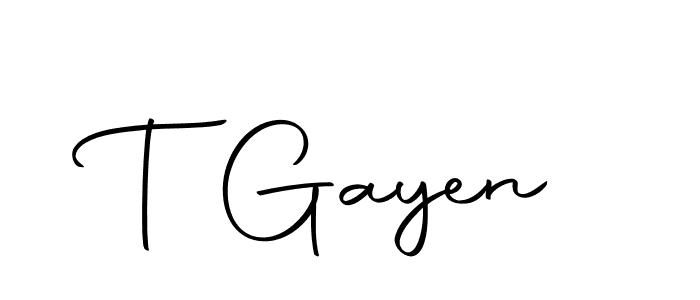 Also we have T Gayen name is the best signature style. Create professional handwritten signature collection using Autography-DOLnW autograph style. T Gayen signature style 10 images and pictures png