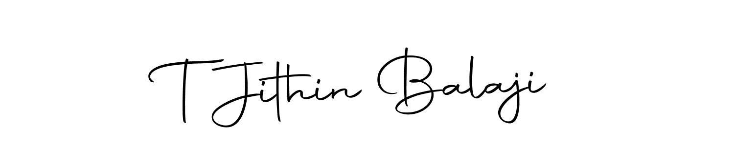 How to make T Jithin Balaji name signature. Use Autography-DOLnW style for creating short signs online. This is the latest handwritten sign. T Jithin Balaji signature style 10 images and pictures png