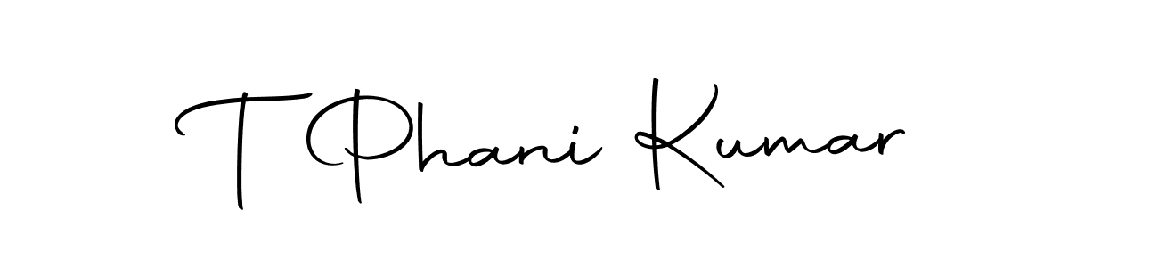 The best way (Autography-DOLnW) to make a short signature is to pick only two or three words in your name. The name T Phani Kumar include a total of six letters. For converting this name. T Phani Kumar signature style 10 images and pictures png