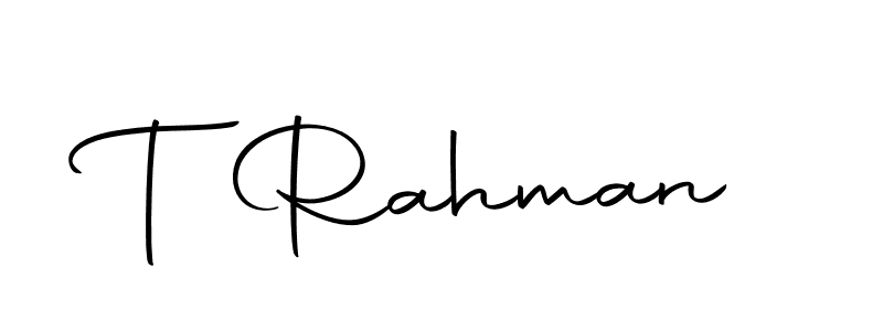 You should practise on your own different ways (Autography-DOLnW) to write your name (T Rahman) in signature. don't let someone else do it for you. T Rahman signature style 10 images and pictures png