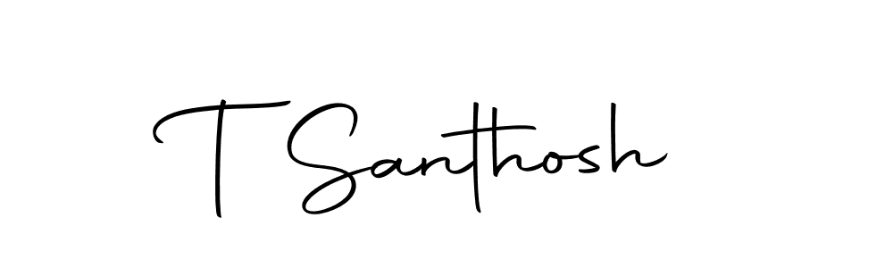 You should practise on your own different ways (Autography-DOLnW) to write your name (T Santhosh) in signature. don't let someone else do it for you. T Santhosh signature style 10 images and pictures png