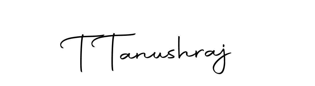 How to make T Tanushraj name signature. Use Autography-DOLnW style for creating short signs online. This is the latest handwritten sign. T Tanushraj signature style 10 images and pictures png