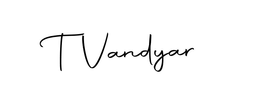 The best way (Autography-DOLnW) to make a short signature is to pick only two or three words in your name. The name T Vandyar include a total of six letters. For converting this name. T Vandyar signature style 10 images and pictures png