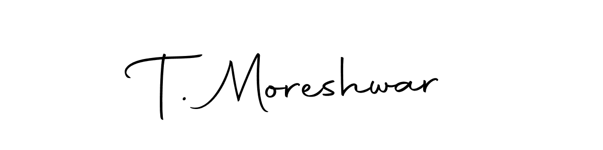 How to make T. Moreshwar name signature. Use Autography-DOLnW style for creating short signs online. This is the latest handwritten sign. T. Moreshwar signature style 10 images and pictures png