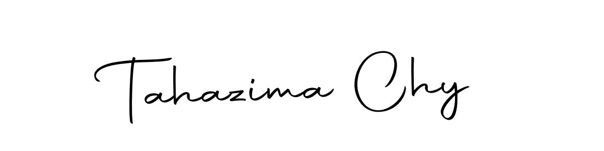 How to make Tahazima Chy name signature. Use Autography-DOLnW style for creating short signs online. This is the latest handwritten sign. Tahazima Chy signature style 10 images and pictures png