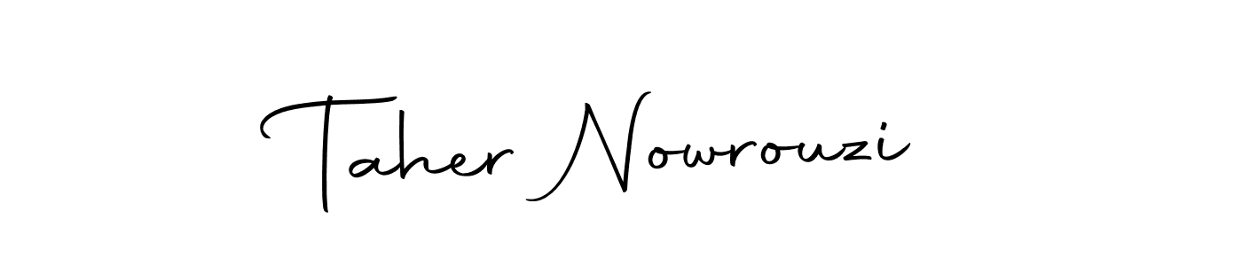 How to make Taher Nowrouzi name signature. Use Autography-DOLnW style for creating short signs online. This is the latest handwritten sign. Taher Nowrouzi signature style 10 images and pictures png