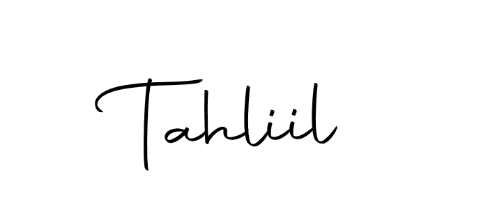 Make a beautiful signature design for name Tahliil. With this signature (Autography-DOLnW) style, you can create a handwritten signature for free. Tahliil signature style 10 images and pictures png