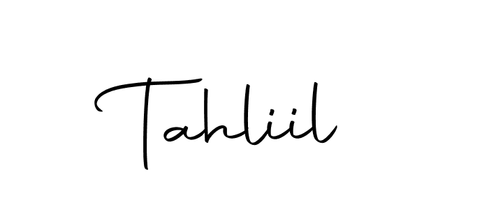 Make a beautiful signature design for name Tahliil. With this signature (Autography-DOLnW) style, you can create a handwritten signature for free. Tahliil signature style 10 images and pictures png