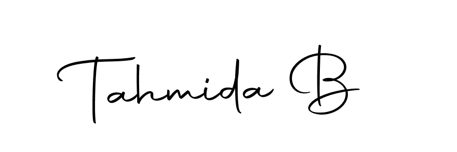 Use a signature maker to create a handwritten signature online. With this signature software, you can design (Autography-DOLnW) your own signature for name Tahmida B. Tahmida B signature style 10 images and pictures png