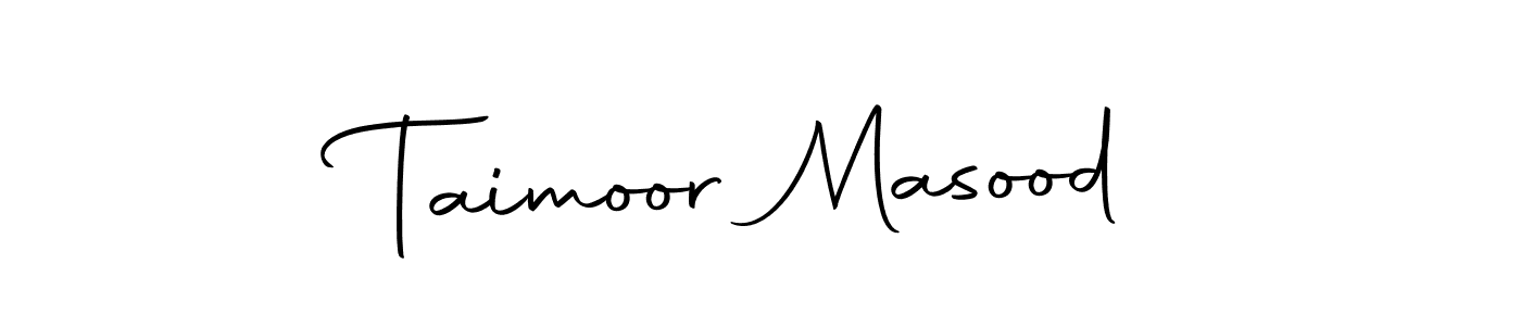 How to make Taimoor Masood name signature. Use Autography-DOLnW style for creating short signs online. This is the latest handwritten sign. Taimoor Masood signature style 10 images and pictures png