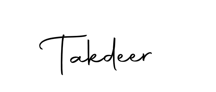 Design your own signature with our free online signature maker. With this signature software, you can create a handwritten (Autography-DOLnW) signature for name Takdeer. Takdeer signature style 10 images and pictures png