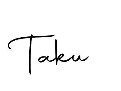 Design your own signature with our free online signature maker. With this signature software, you can create a handwritten (Autography-DOLnW) signature for name Taku. Taku signature style 10 images and pictures png