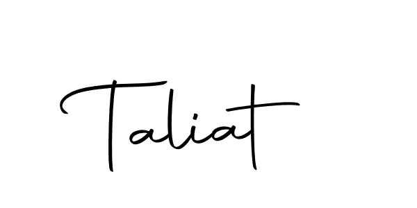 Design your own signature with our free online signature maker. With this signature software, you can create a handwritten (Autography-DOLnW) signature for name Taliat. Taliat signature style 10 images and pictures png