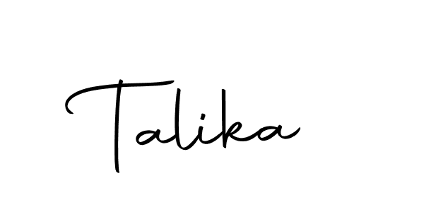 Design your own signature with our free online signature maker. With this signature software, you can create a handwritten (Autography-DOLnW) signature for name Talika. Talika signature style 10 images and pictures png