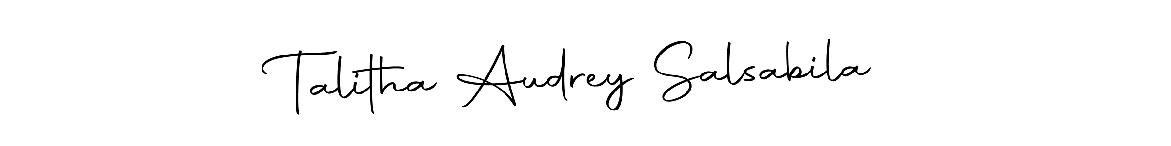 How to make Talitha Audrey Salsabila name signature. Use Autography-DOLnW style for creating short signs online. This is the latest handwritten sign. Talitha Audrey Salsabila signature style 10 images and pictures png