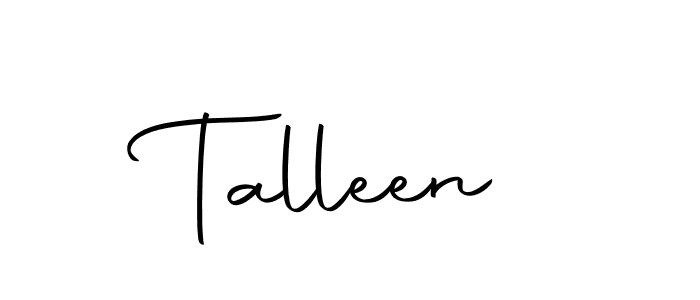 Use a signature maker to create a handwritten signature online. With this signature software, you can design (Autography-DOLnW) your own signature for name Talleen. Talleen signature style 10 images and pictures png