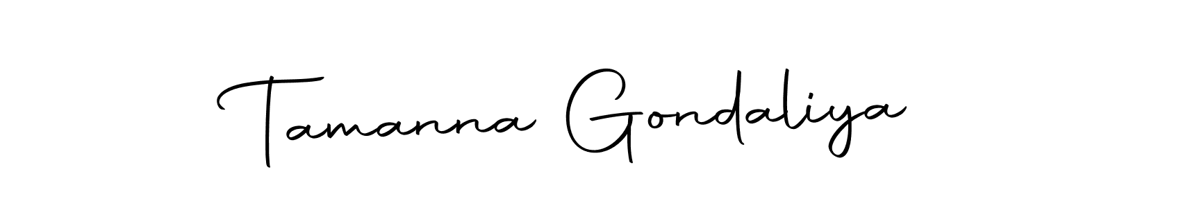 Create a beautiful signature design for name Tamanna Gondaliya. With this signature (Autography-DOLnW) fonts, you can make a handwritten signature for free. Tamanna Gondaliya signature style 10 images and pictures png