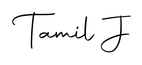 A stylish, flowing autograph style designed for name Tamil J using Autography-DOLnW typography. Perfect for digital creative projects. Tamil J signature style 10 images and pictures png