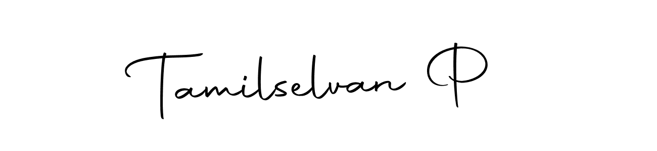 How to make Tamilselvan P name signature. Use Autography-DOLnW style for creating short signs online. This is the latest handwritten sign. Tamilselvan P signature style 10 images and pictures png