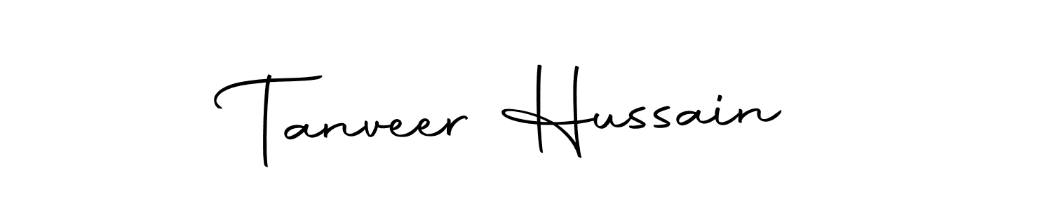 How to make Tanveer Hussain name signature. Use Autography-DOLnW style for creating short signs online. This is the latest handwritten sign. Tanveer Hussain signature style 10 images and pictures png
