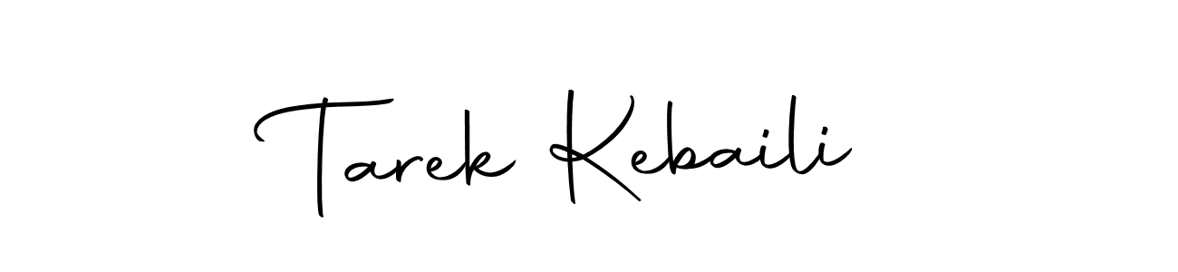 How to make Tarek Kebaili name signature. Use Autography-DOLnW style for creating short signs online. This is the latest handwritten sign. Tarek Kebaili signature style 10 images and pictures png