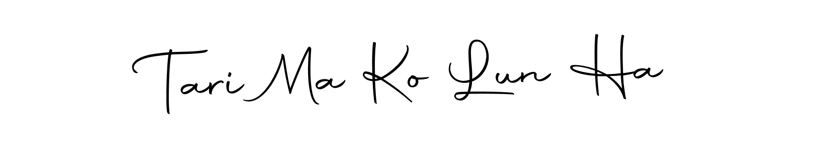 The best way (Autography-DOLnW) to make a short signature is to pick only two or three words in your name. The name Tari Ma Ko Lun Ha include a total of six letters. For converting this name. Tari Ma Ko Lun Ha signature style 10 images and pictures png