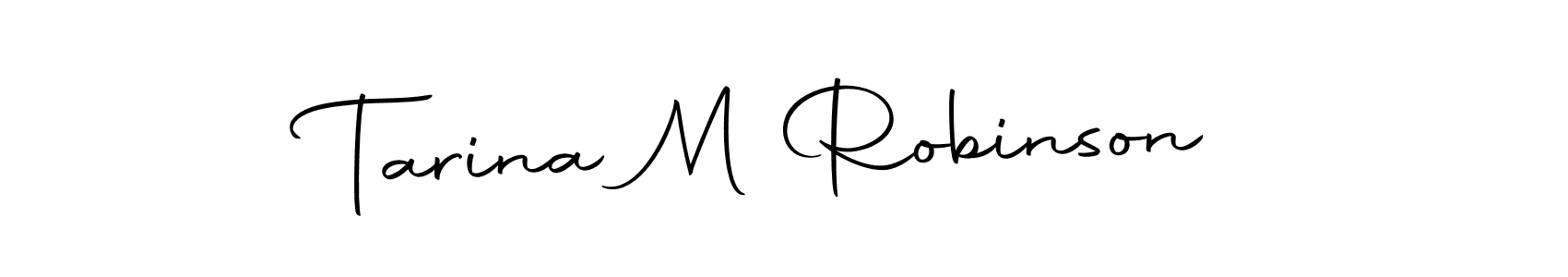 How to make Tarina M Robinson name signature. Use Autography-DOLnW style for creating short signs online. This is the latest handwritten sign. Tarina M Robinson signature style 10 images and pictures png