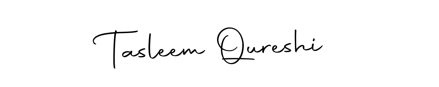 You should practise on your own different ways (Autography-DOLnW) to write your name (Tasleem Qureshi) in signature. don't let someone else do it for you. Tasleem Qureshi signature style 10 images and pictures png