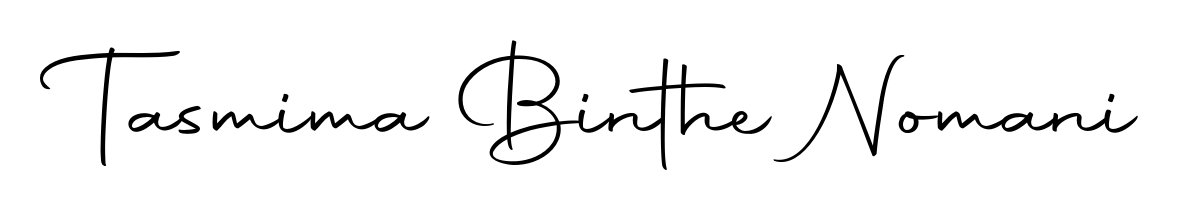 The Autography-DOLnW typeface gives name Tasmima Binthe Nomani a refined look. Suitable for certificates, diplomas, and official verification. Tasmima Binthe Nomani signature style 10 images and pictures png