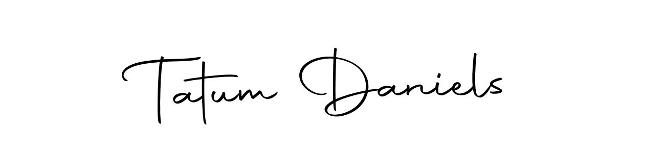 How to make Tatum Daniels name signature. Use Autography-DOLnW style for creating short signs online. This is the latest handwritten sign. Tatum Daniels signature style 10 images and pictures png