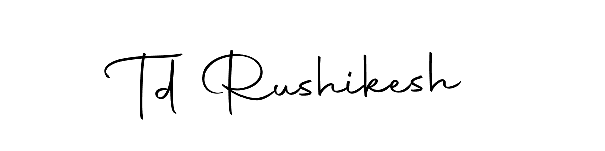 How to make Td Rushikesh name signature. Use Autography-DOLnW style for creating short signs online. This is the latest handwritten sign. Td Rushikesh signature style 10 images and pictures png