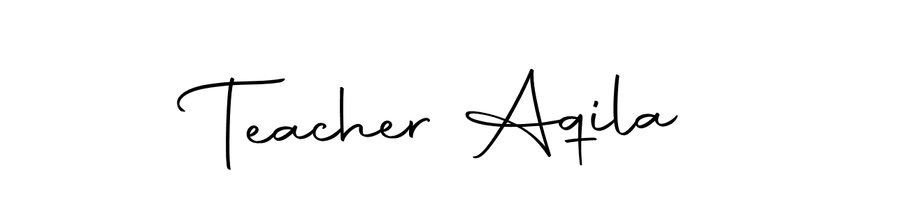 if you are searching for the best signature style for your name Teacher Aqila. so please give up your signature search. here we have designed multiple signature styles  using Autography-DOLnW. Teacher Aqila signature style 10 images and pictures png