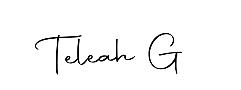 How to make Teleah G name signature. Use Autography-DOLnW style for creating short signs online. This is the latest handwritten sign. Teleah G signature style 10 images and pictures png