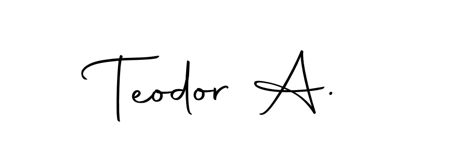 The best way (Autography-DOLnW) to make a short signature is to pick only two or three words in your name. The name Teodor A. include a total of six letters. For converting this name. Teodor A. signature style 10 images and pictures png