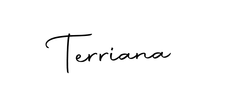 How to make Terriana name signature. Use Autography-DOLnW style for creating short signs online. This is the latest handwritten sign. Terriana signature style 10 images and pictures png