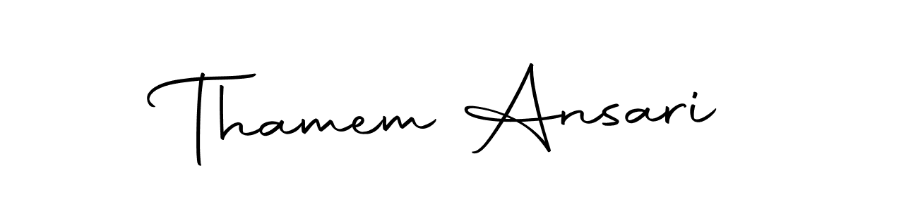 How to make Thamem Ansari name signature. Use Autography-DOLnW style for creating short signs online. This is the latest handwritten sign. Thamem Ansari signature style 10 images and pictures png