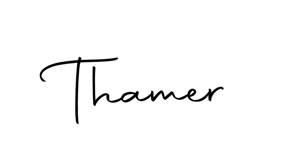 Design your own signature with our free online signature maker. With this signature software, you can create a handwritten (Autography-DOLnW) signature for name Thamer. Thamer signature style 10 images and pictures png