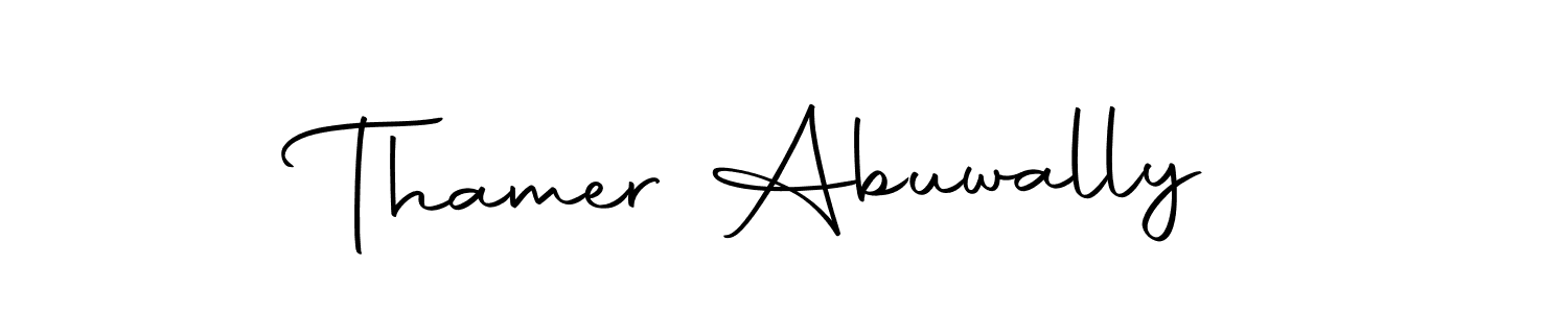 You should practise on your own different ways (Autography-DOLnW) to write your name (Thamer Abuwally) in signature. don't let someone else do it for you. Thamer Abuwally signature style 10 images and pictures png