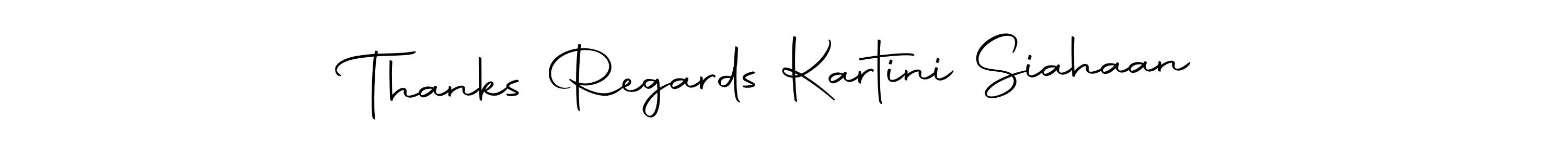 The best way (Autography-DOLnW) to make a short signature is to pick only two or three words in your name. The name Thanks Regards Kartini Siahaan include a total of six letters. For converting this name. Thanks Regards Kartini Siahaan signature style 10 images and pictures png