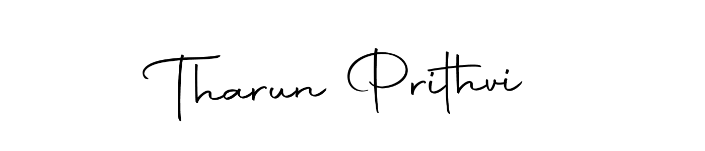 How to make Tharun Prithvi name signature. Use Autography-DOLnW style for creating short signs online. This is the latest handwritten sign. Tharun Prithvi signature style 10 images and pictures png