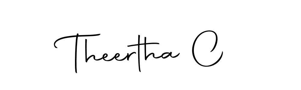 How to make Theertha C name signature. Use Autography-DOLnW style for creating short signs online. This is the latest handwritten sign. Theertha C signature style 10 images and pictures png