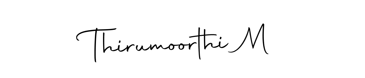 How to make Thirumoorthi M name signature. Use Autography-DOLnW style for creating short signs online. This is the latest handwritten sign. Thirumoorthi M signature style 10 images and pictures png